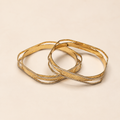 Contemporary Two-Tone Diamond-Cut Geometric Bangles (Set of 2)