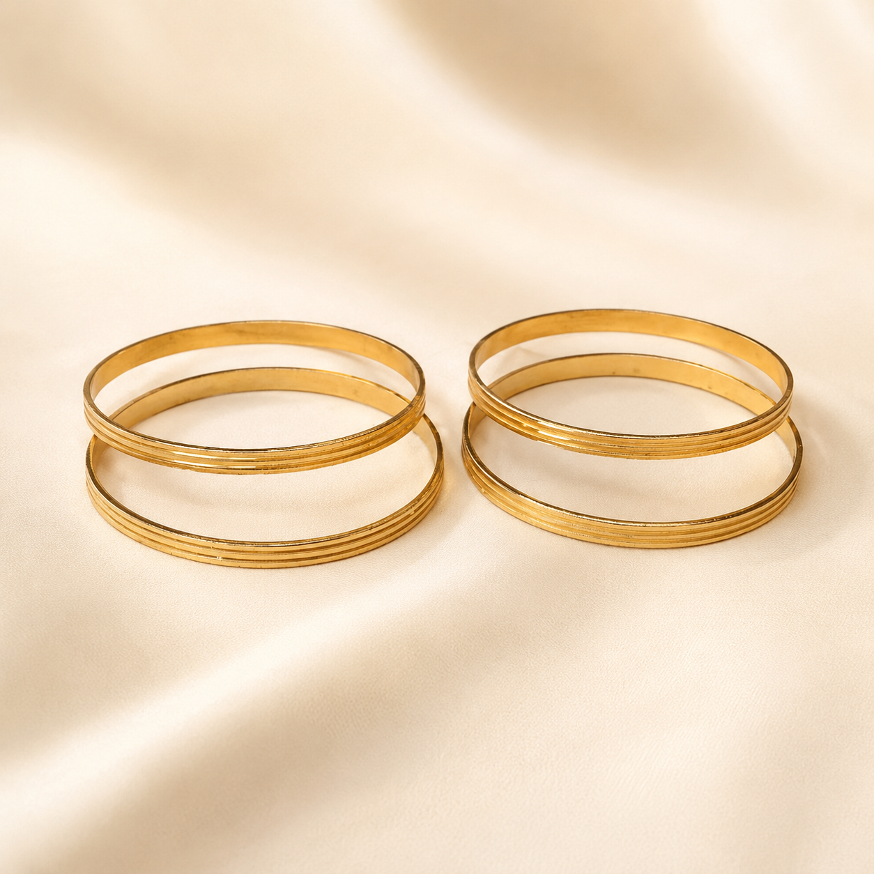 Elegant Lattice Textured Statement Bangle Set
